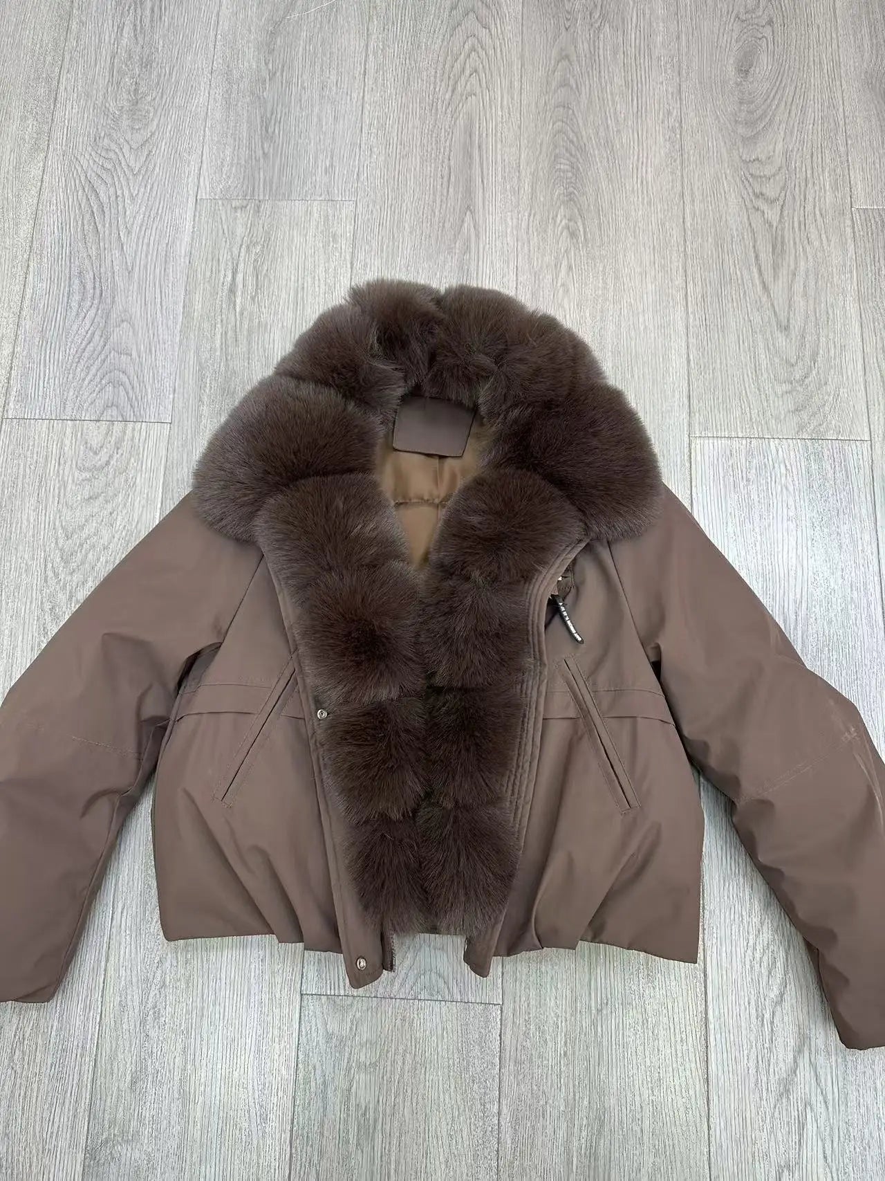 Jaqueta Puffer Feminina Estilo Coreano – Forro de Lã, Acolchoada, Verde Militar