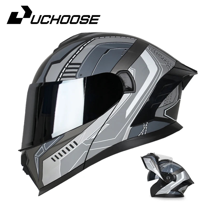 UCHOOSE Motorcycle Full Face Helmet Men Women Fashion Dual Lens Helmets Motocross Racing Modular Flip Up Casco Moto