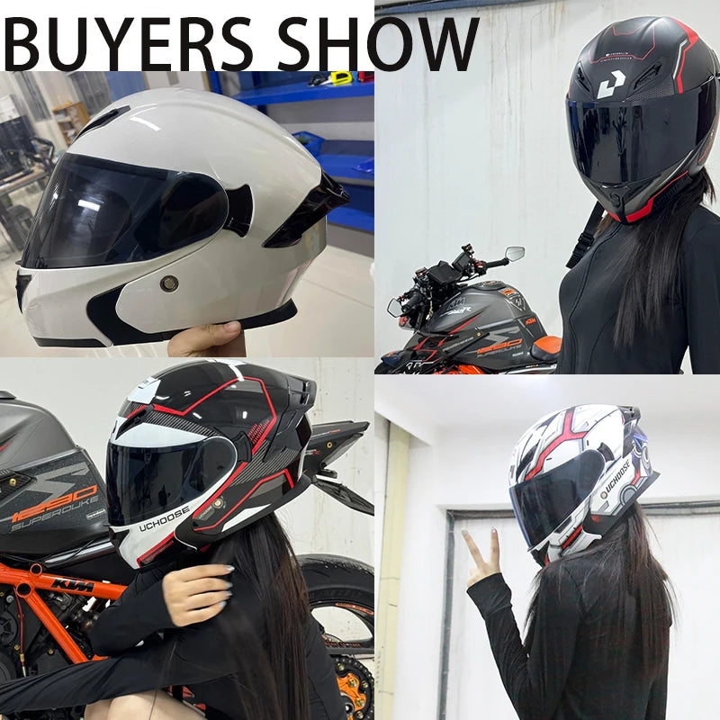 Uchoose Motorcycle helmet dual lens cross-section helmet modular flip up helmet outdoor cycling unisex, aurora lenses,best gifts