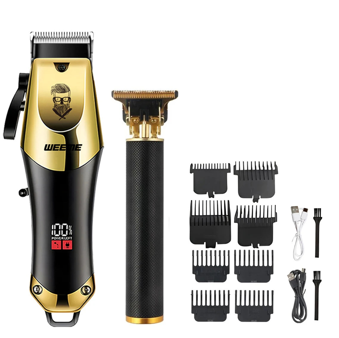 Máquina de Corte de Cabelo Vintage Sem Fio – Recarregável, com Aparador Nasal, Kit Presente