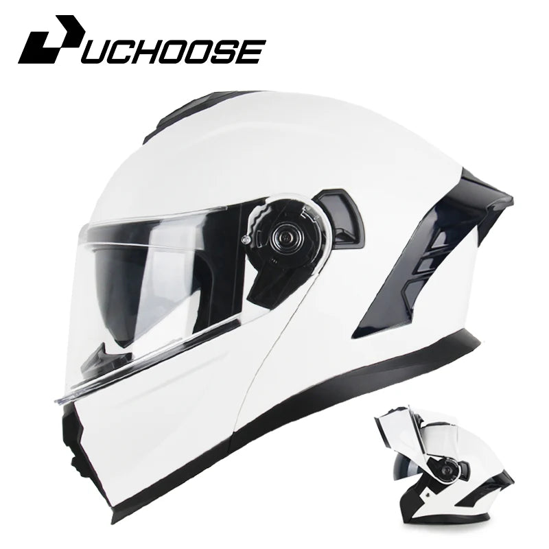 UCHOOSE Motorcycle Full Face Helmet Men Women Fashion Dual Lens Helmets Motocross Racing Modular Flip Up Casco Moto