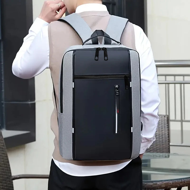 Commuter Waterproof Laptop Backpack Slim Splicing Design Computer Rucksack Lightweight Business Travel Daypack For Men
