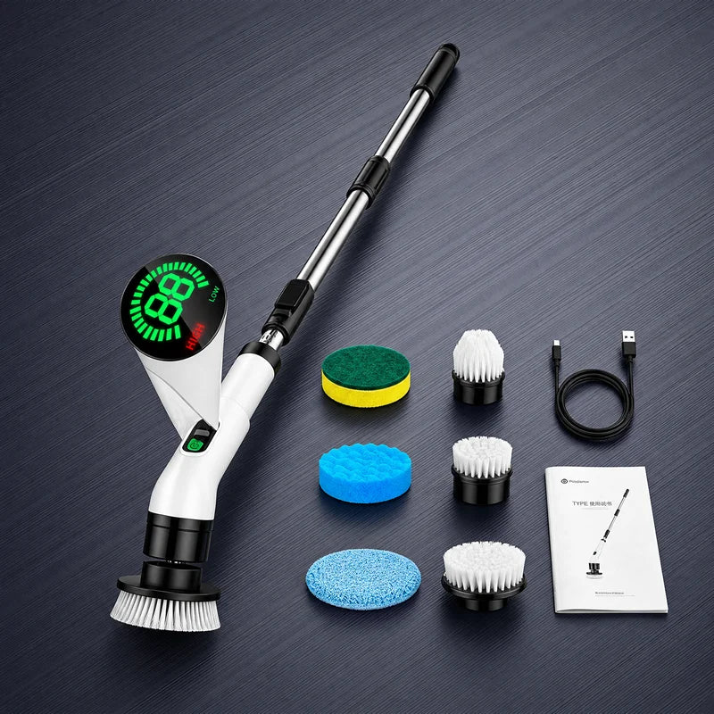 Escova Elétrica Rotativa Multiuso Sem Fio – Limpeza de Banheiro, Cozinha e Vaso Sanitário