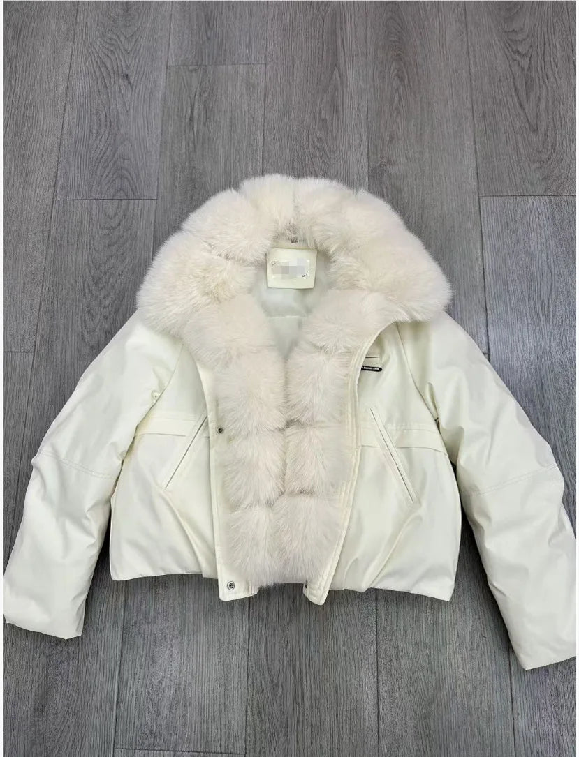 Jaqueta Puffer Feminina Estilo Coreano – Forro de Lã, Acolchoada, Verde Militar