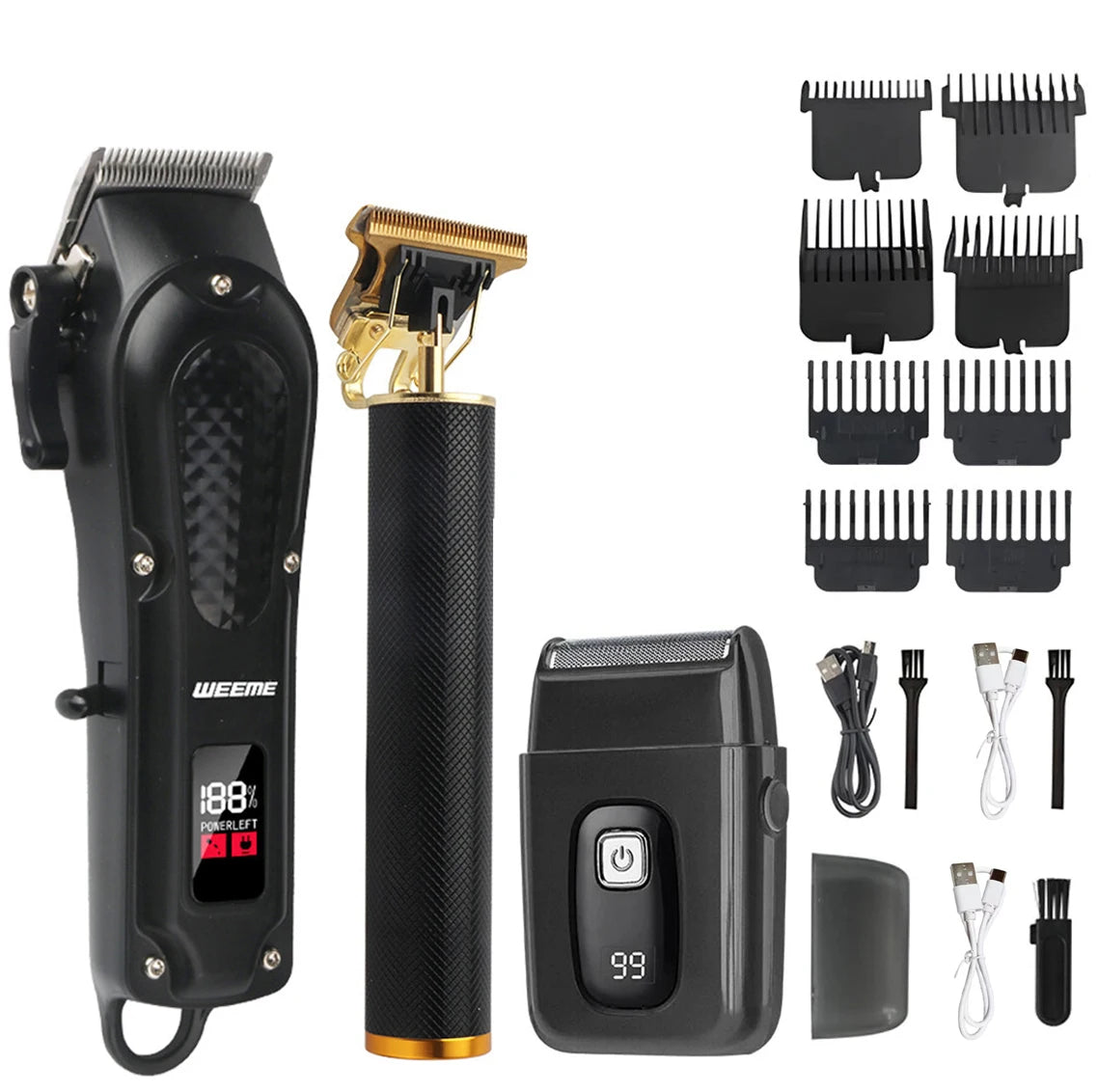 Máquina de Corte de Cabelo Vintage Sem Fio – Recarregável, com Aparador Nasal, Kit Presente